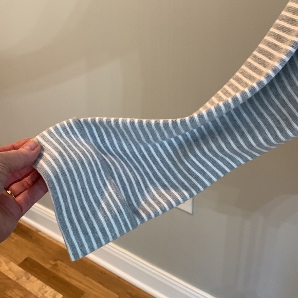 Eileen Fisher striped sweater Medium gray white cotton nylon silk blend - Picture 5 of 11